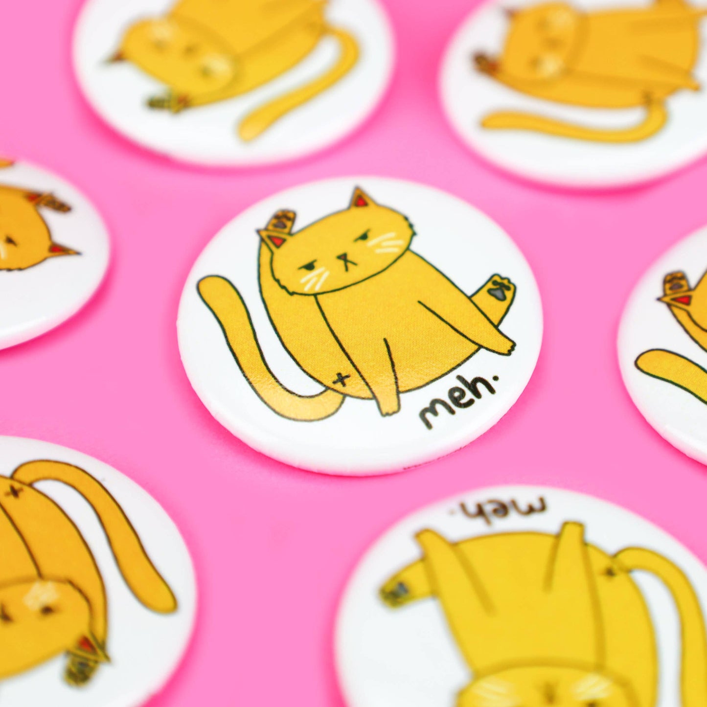 Meh Awkward Kitty Cat Disgruntled Pinback Button