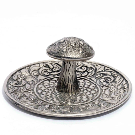 Mushroom with floral Incense Burner: Aluminum