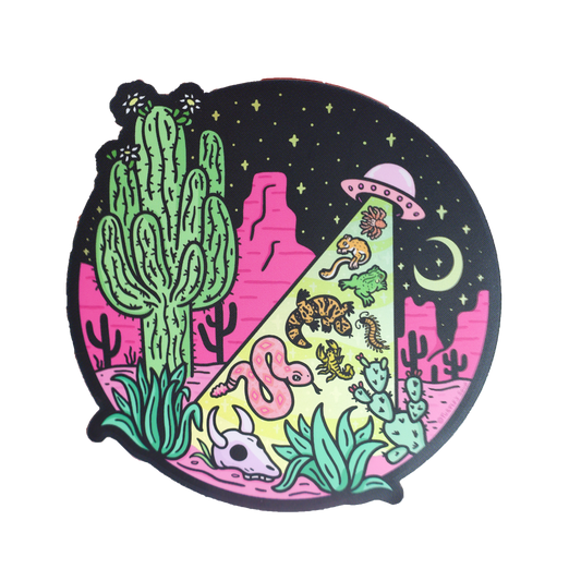 Desert Abduction Art Holographic Vinyl Sticker
