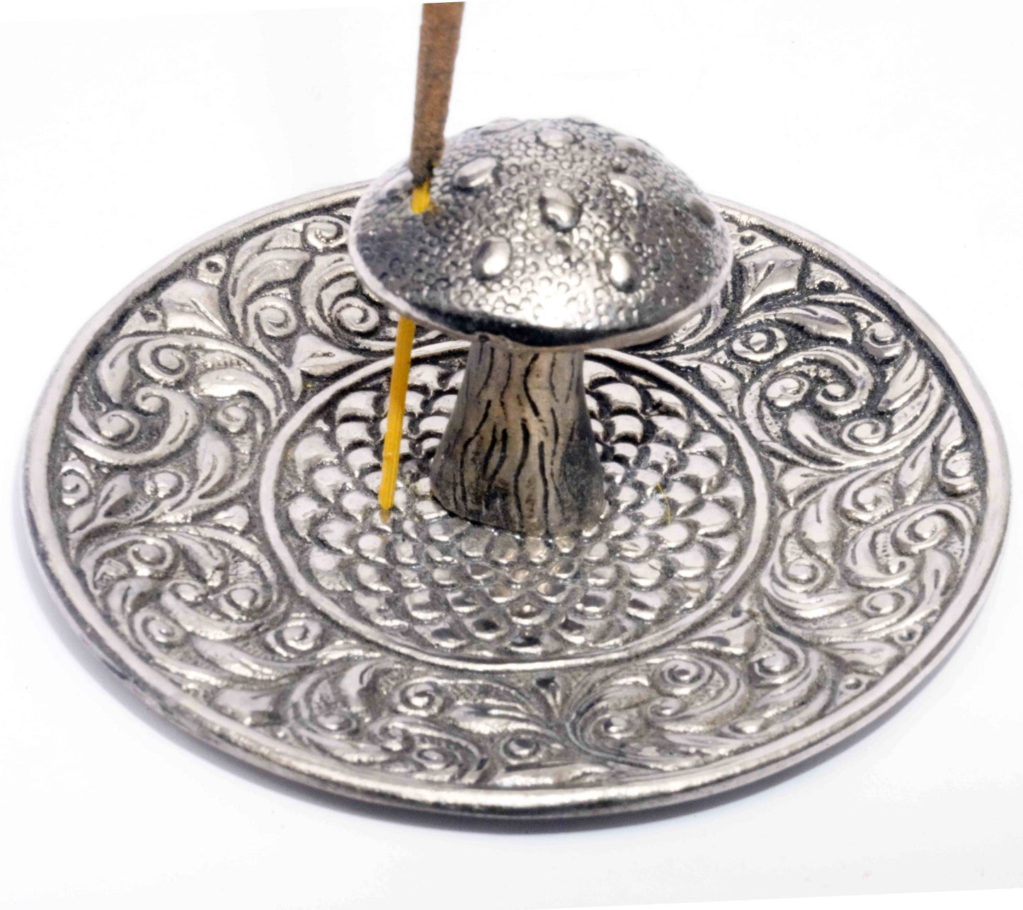 Mushroom with floral Incense Burner: Aluminum