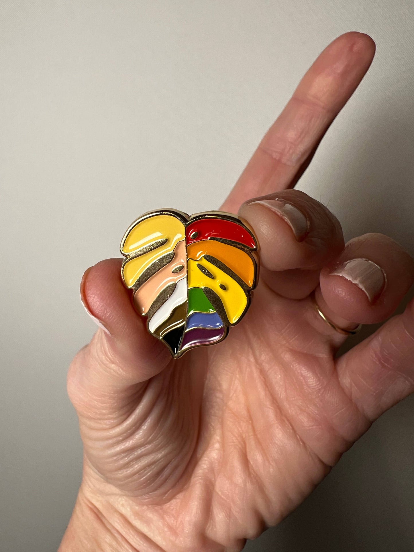 Rainbow Monstera Pin