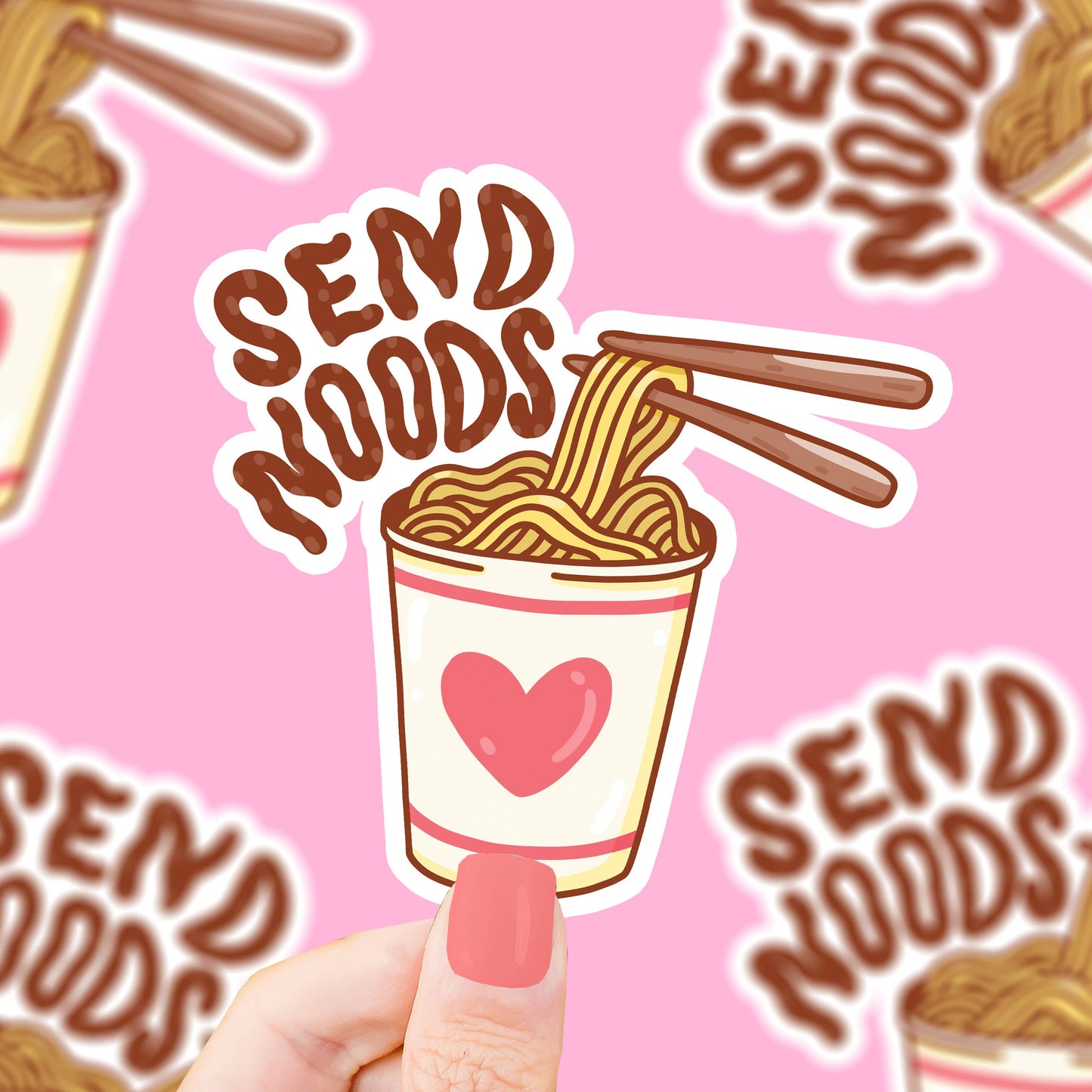 Send Noods Funny Ramen Holiday Gift Vinyl Sticker