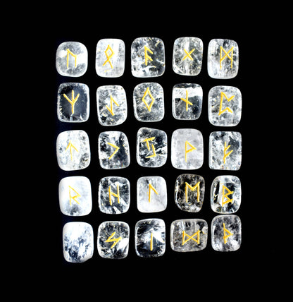 Rune Sets with Wooden Grid Plate for Generosity, Protection, Grounding, and Energy Healing