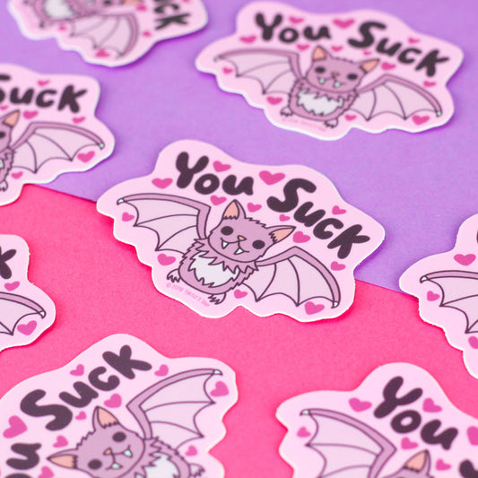 You Suck Vampire Bat Edgy Pastel Goth Vinyl Sticker