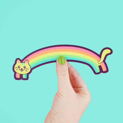 Rainbow Kitty Cat Pride LGBTQ Ally Long Vinyl Sticker