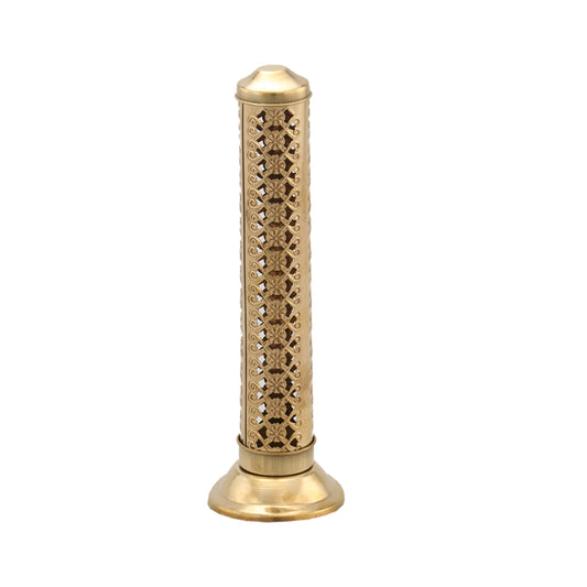Brass Incense Burner Tower (Small Flowers)