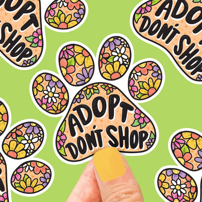 Adopt Don't Shop Adoption Paw Print Vinyl Sticker