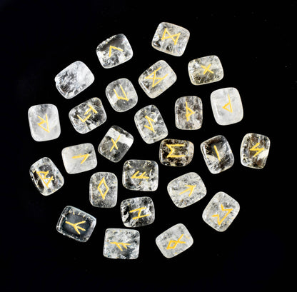 Rune Sets with Wooden Grid Plate for Generosity, Protection, Grounding, and Energy Healing
