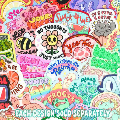 Mushroom Cap Kitty Forest Vinyl Sticker
