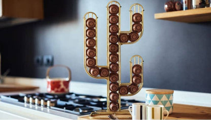 Cactus coffee capsule dispenser gold