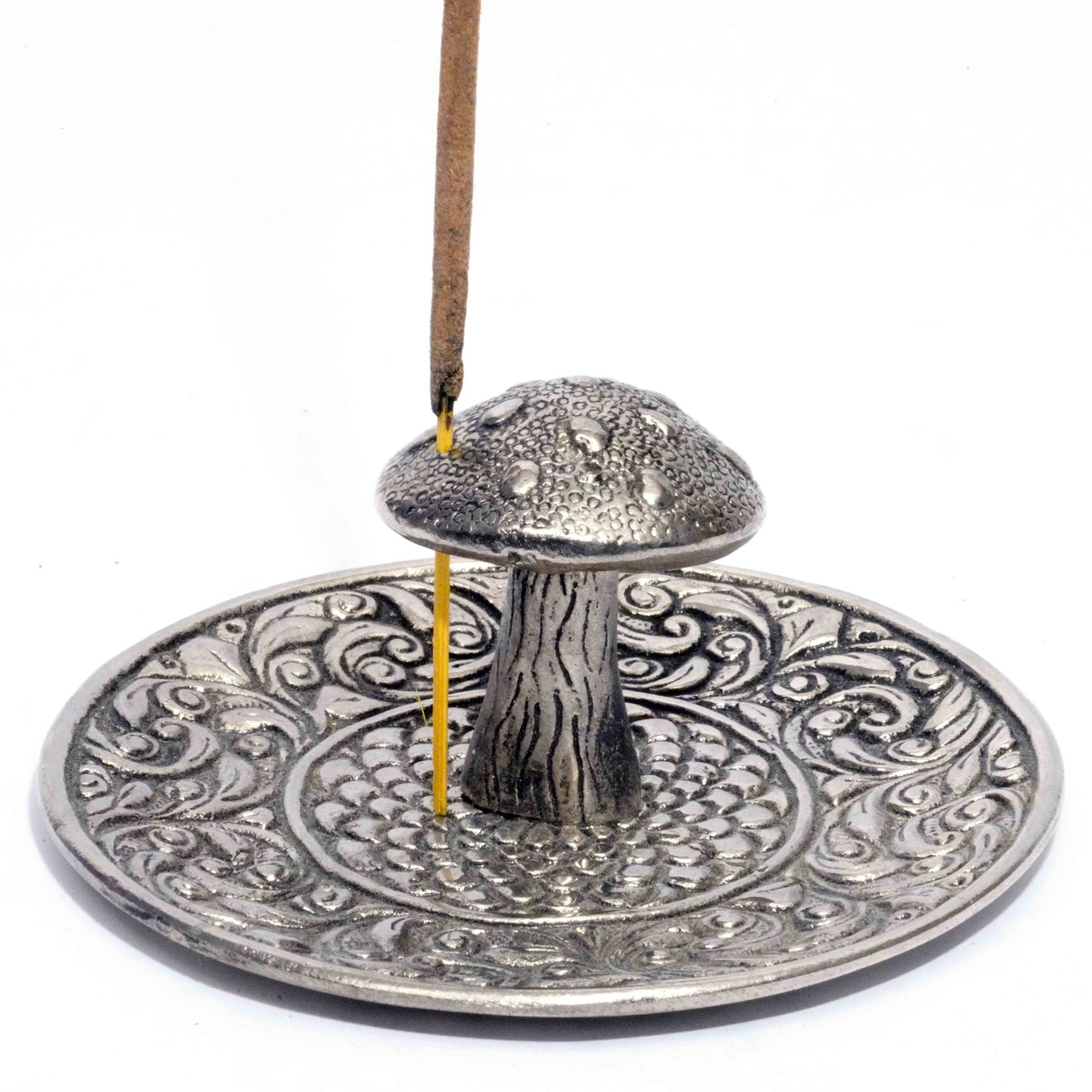 Mushroom with floral Incense Burner: Aluminum