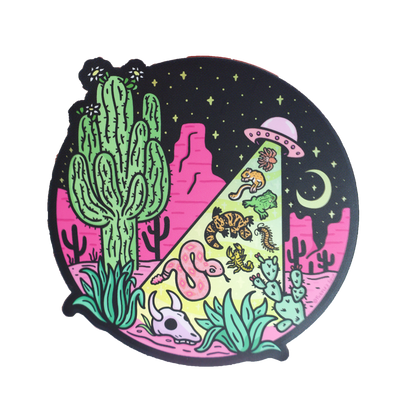 Desert Abduction Art Holographic Vinyl Sticker
