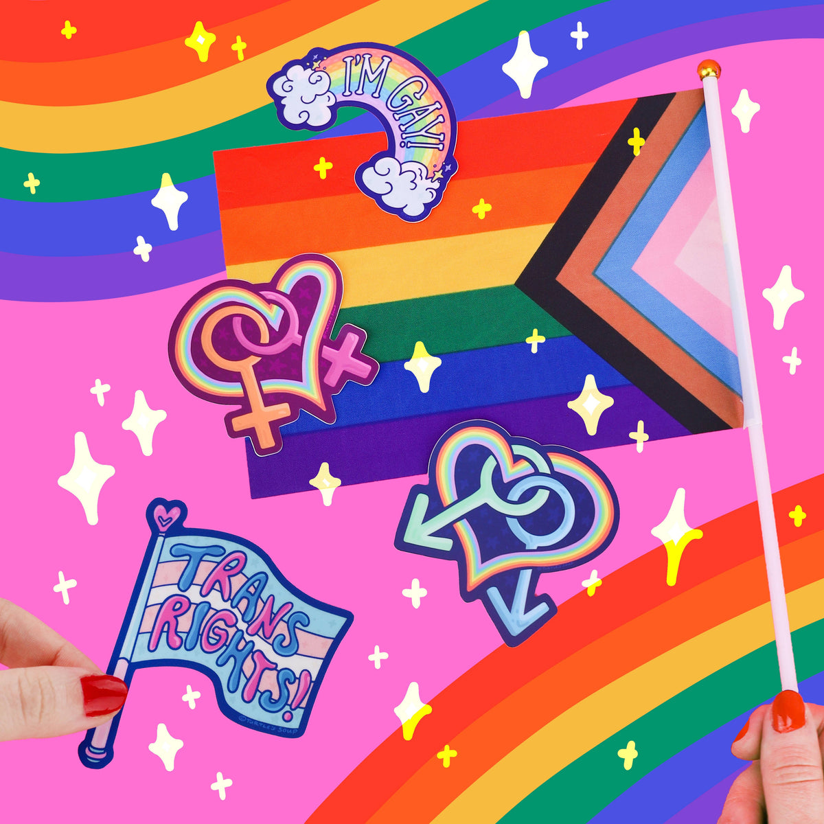 Trans Rights Sticker Trans Rights Pride Flag Vinyl Sticker – Botanica