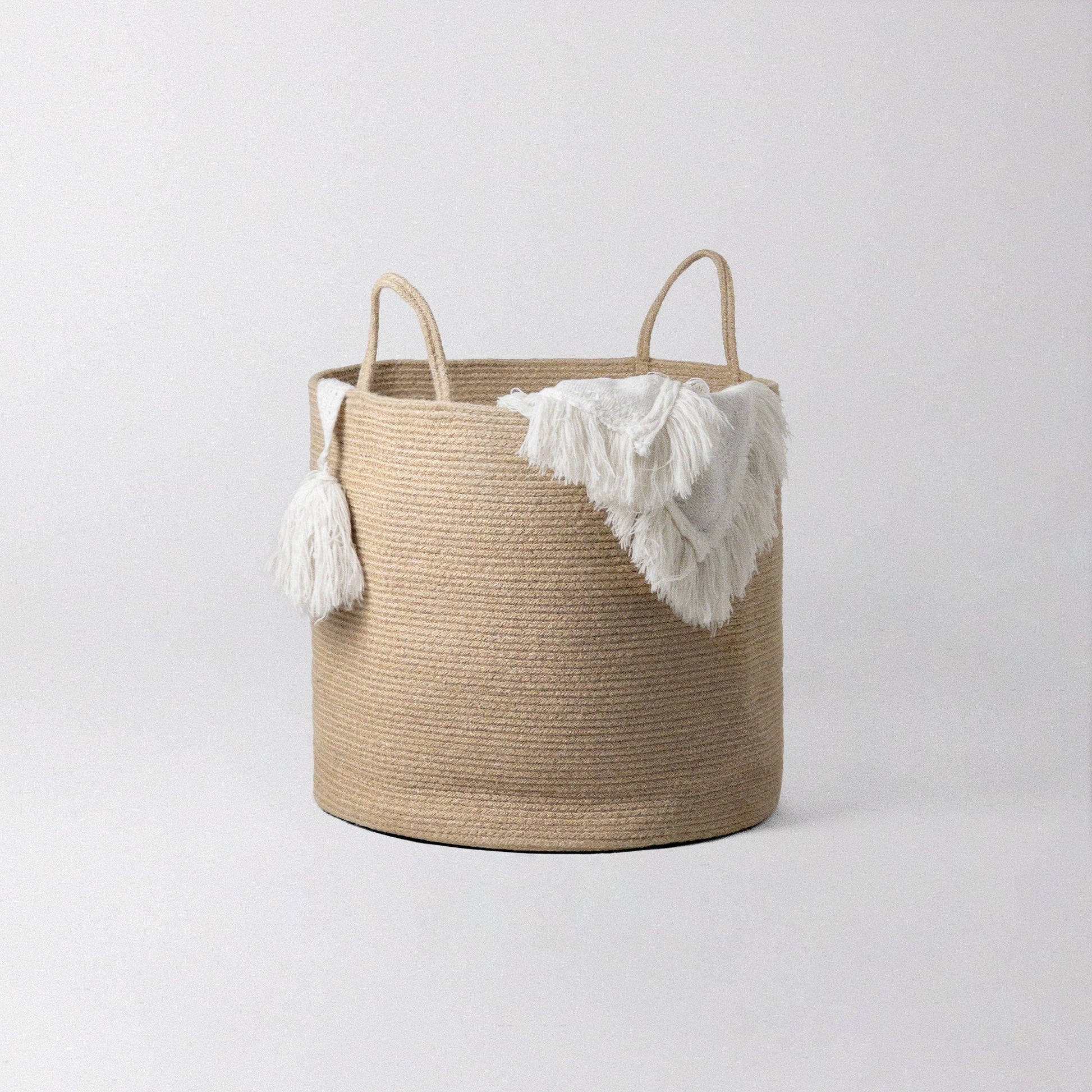 woven jute planter Hand-woven Jute Laundry & Planter Baskets Beige