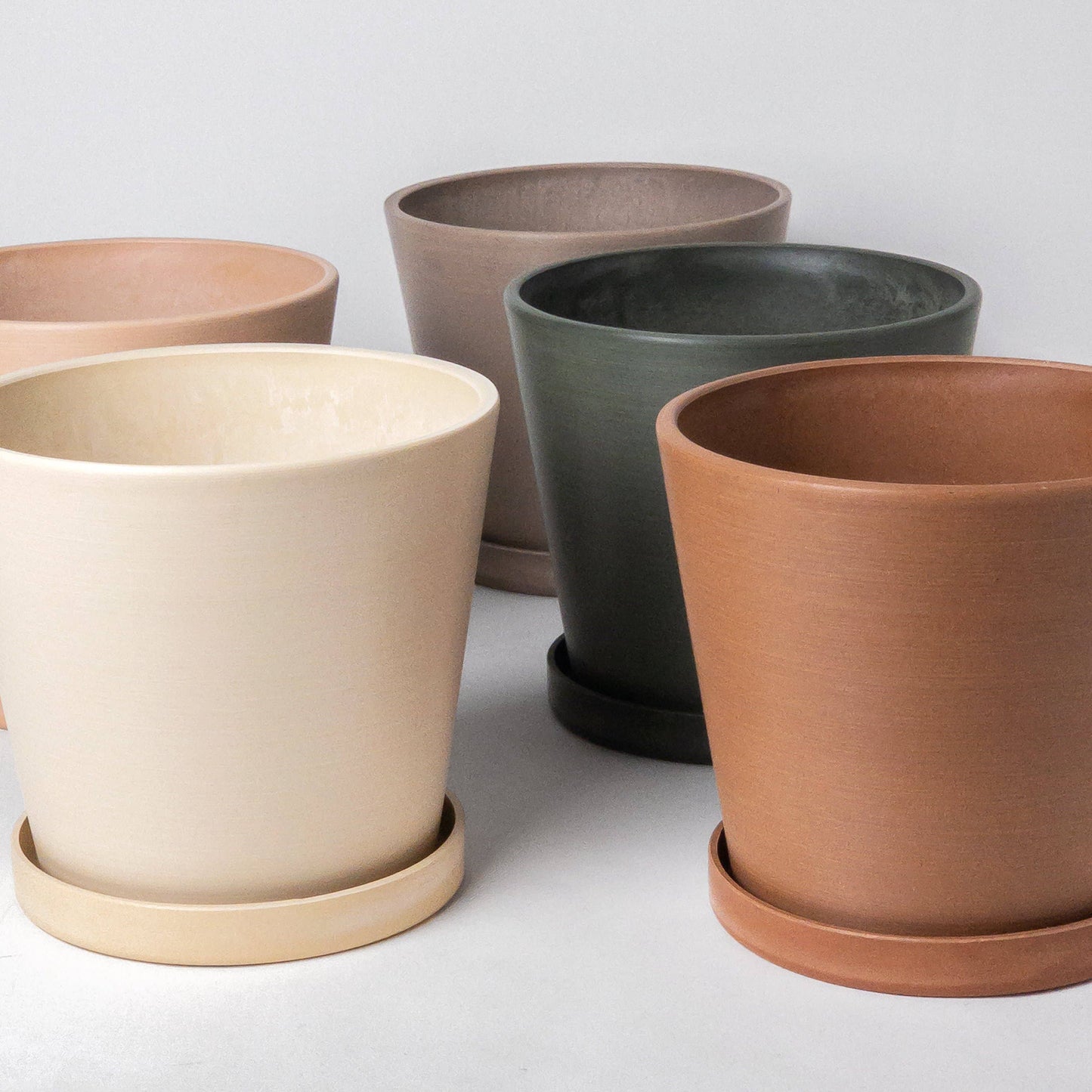 7" Tapered Signature Planter Pot & Saucer Set | Earth Tones