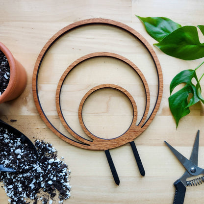 Wood Triple Hoop Indoor Plant Trellis: Decorative Support for Climbing Houseplants