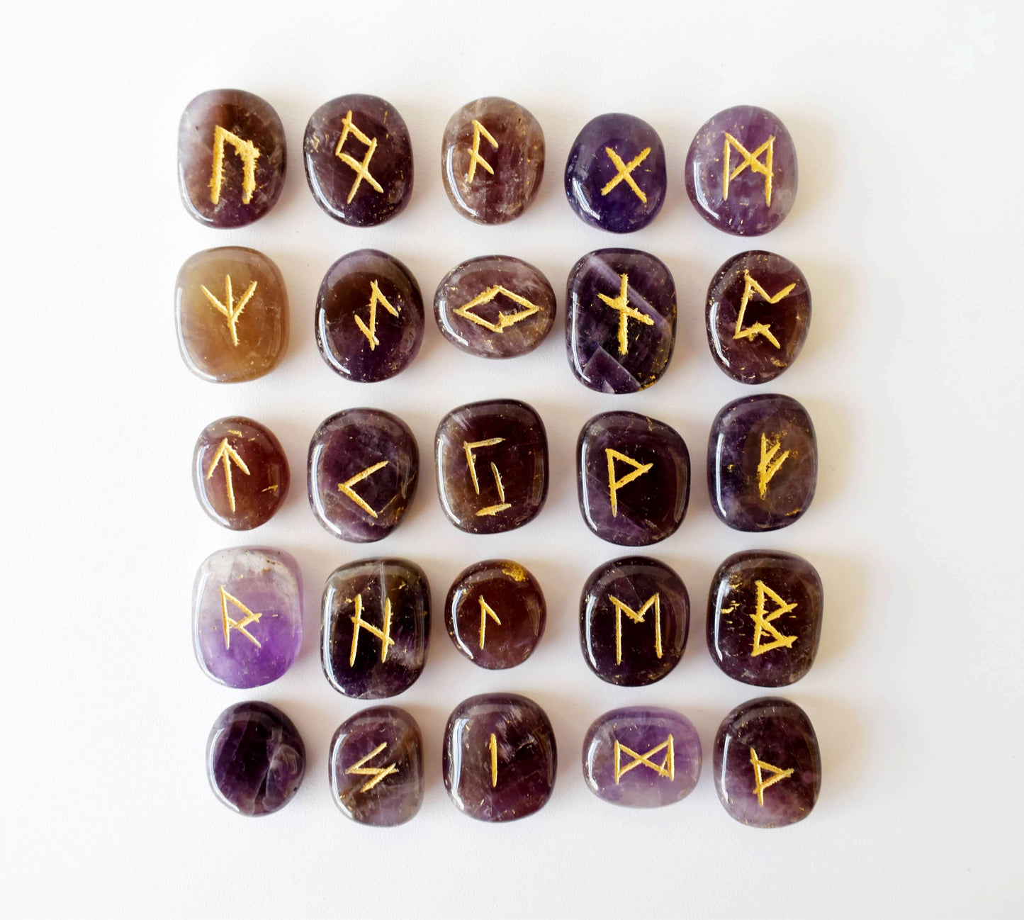 Rune Sets with Wooden Grid Plate for Generosity, Protection, Grounding, and Energy Healing