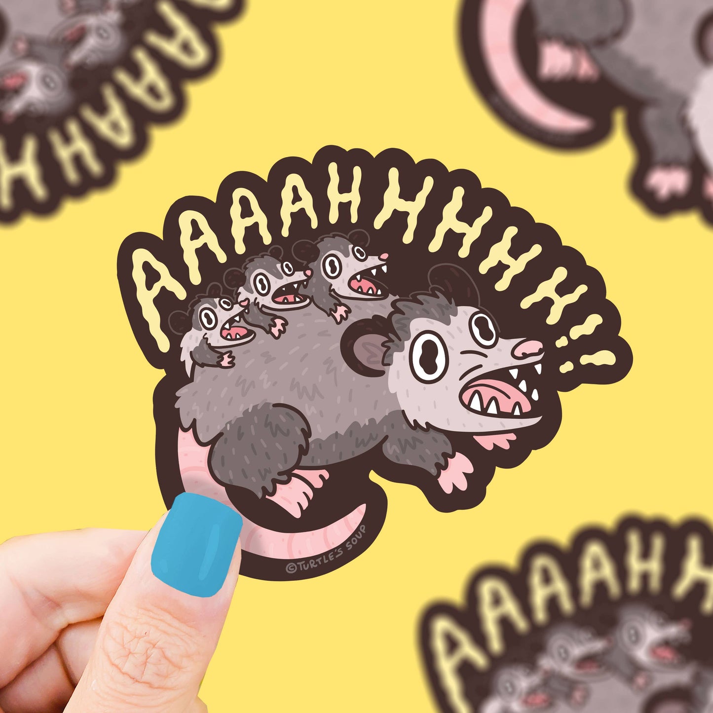 Ahh Crazy Possum Funny Animal Art Meme Vinyl Sticker