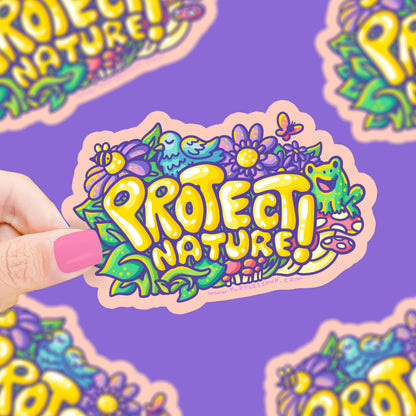 Protect Nature Save The Planet Cute Art Vinyl Sticker