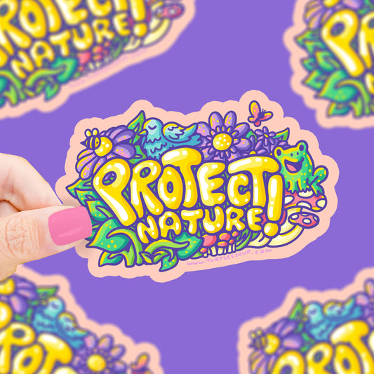 Protect Nature Save The Planet Cute Art Vinyl Sticker