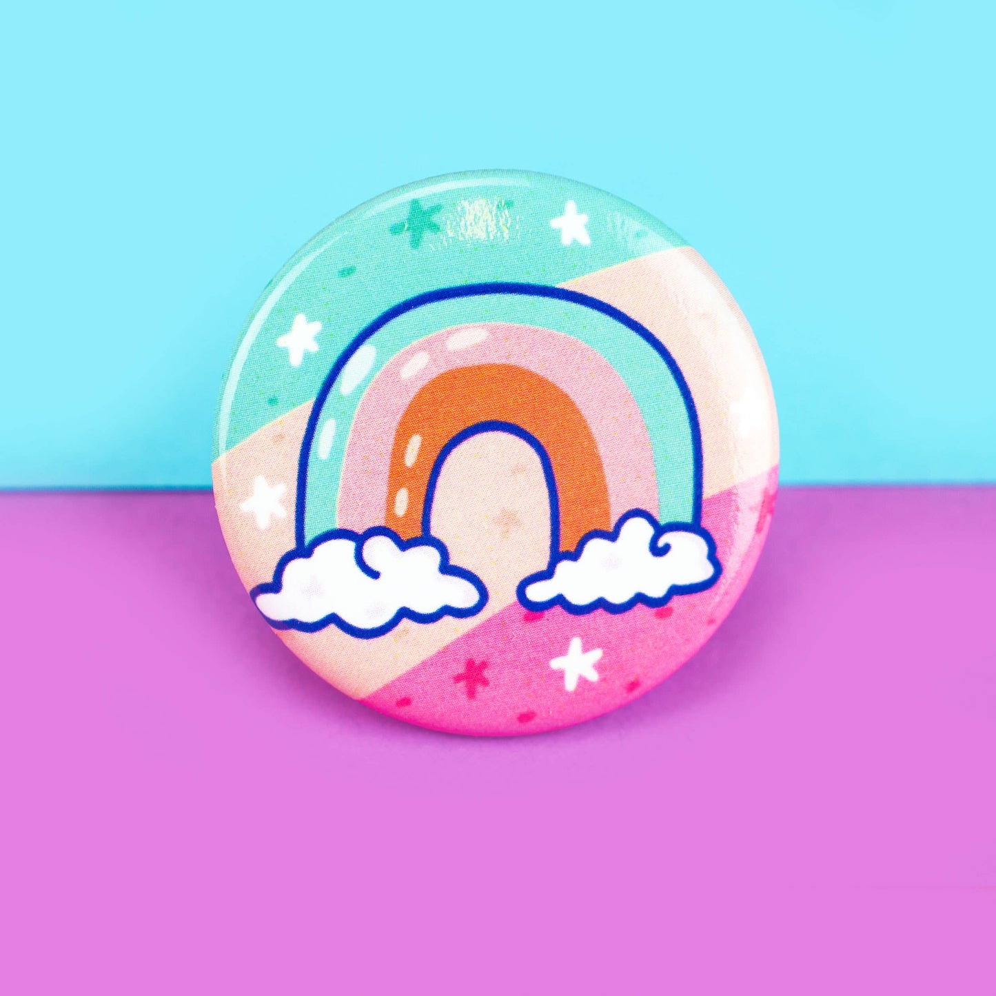 Whimsical Pastel Rainbow Art Fashion Pinback Button