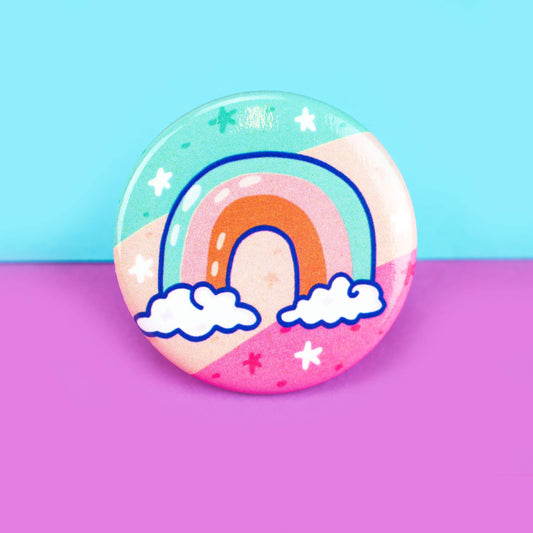 Whimsical Pastel Rainbow Art Fashion Pinback Button