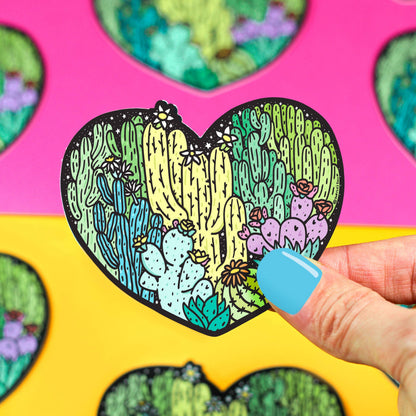 Cactus Heart Cacti Succulent Garden Desert Vinyl Sticker