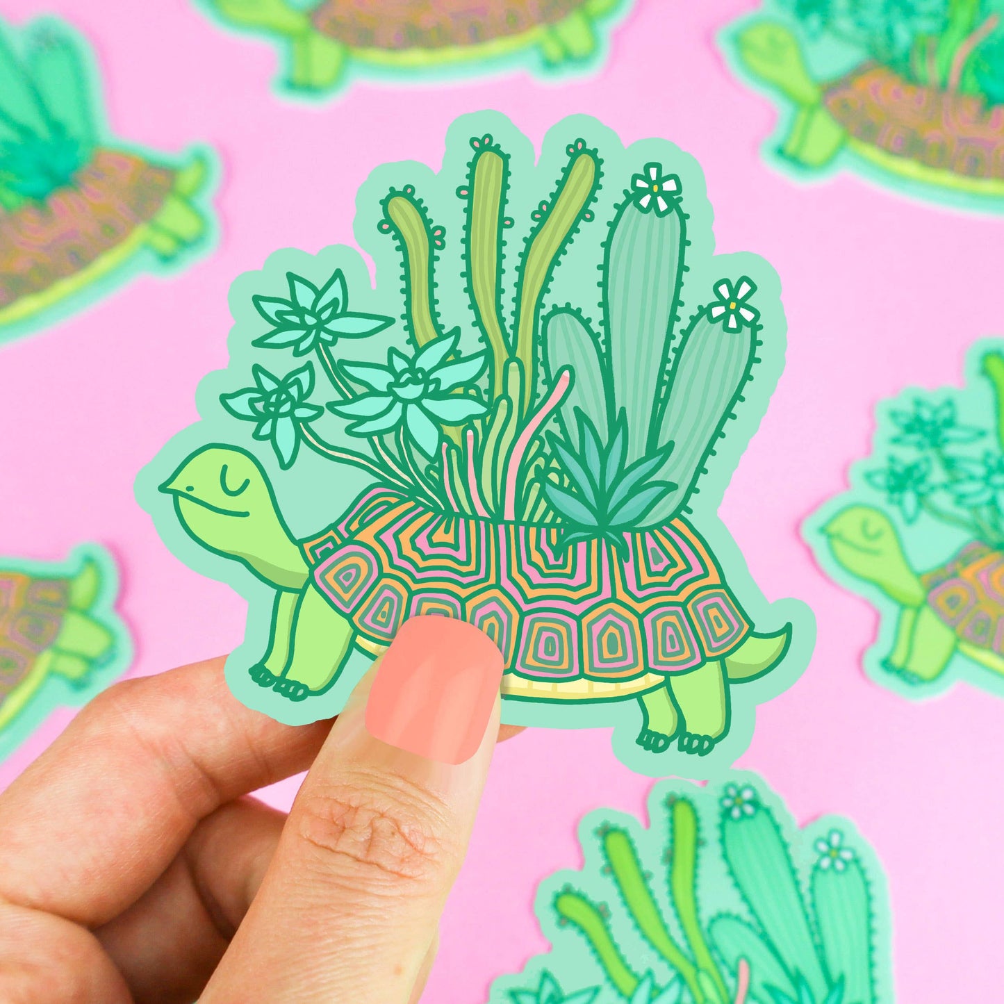 Succulent Turtle Planter Garden Car Decal Vinyl Sticker