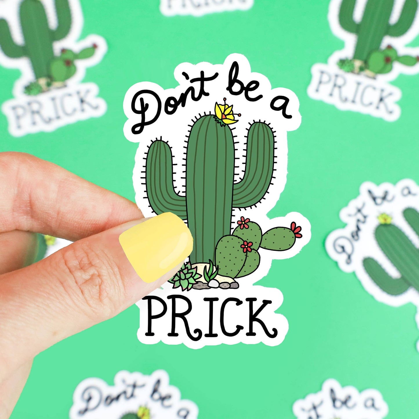 Don't Be A Prick Cactus Funny Water Bottle Vinyl Sticker