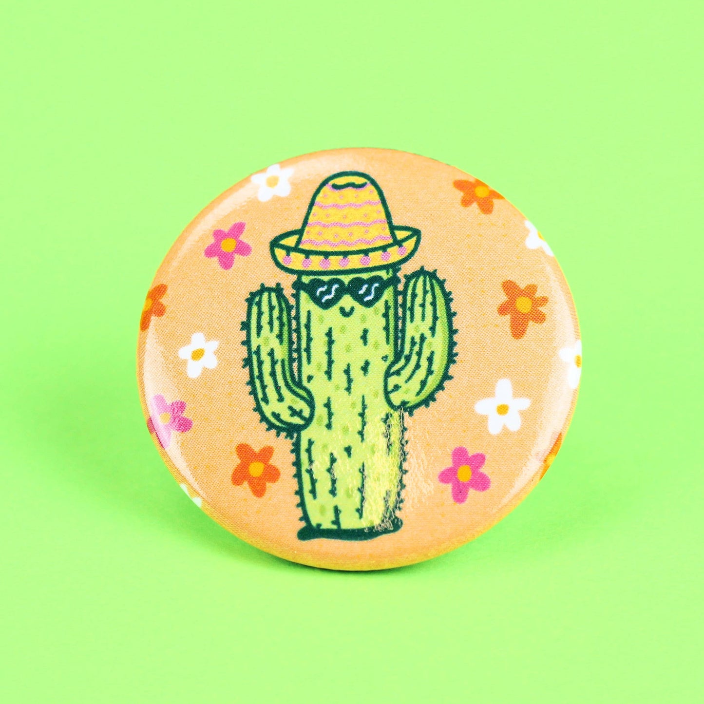 Happy Cactus Desert Art Holiday Gift Pinback Button