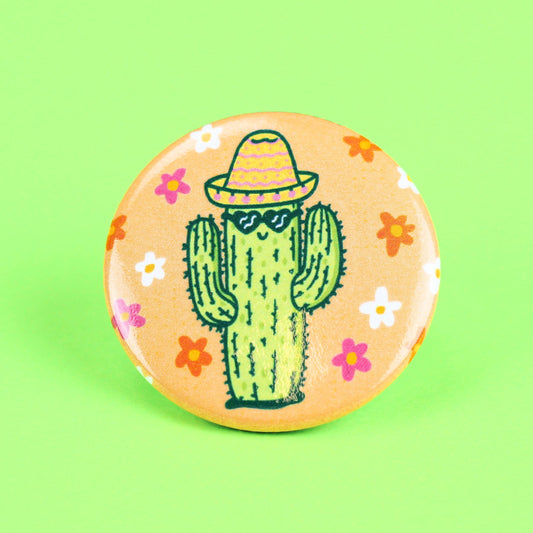 Happy Cactus Desert Art Holiday Gift Pinback Button