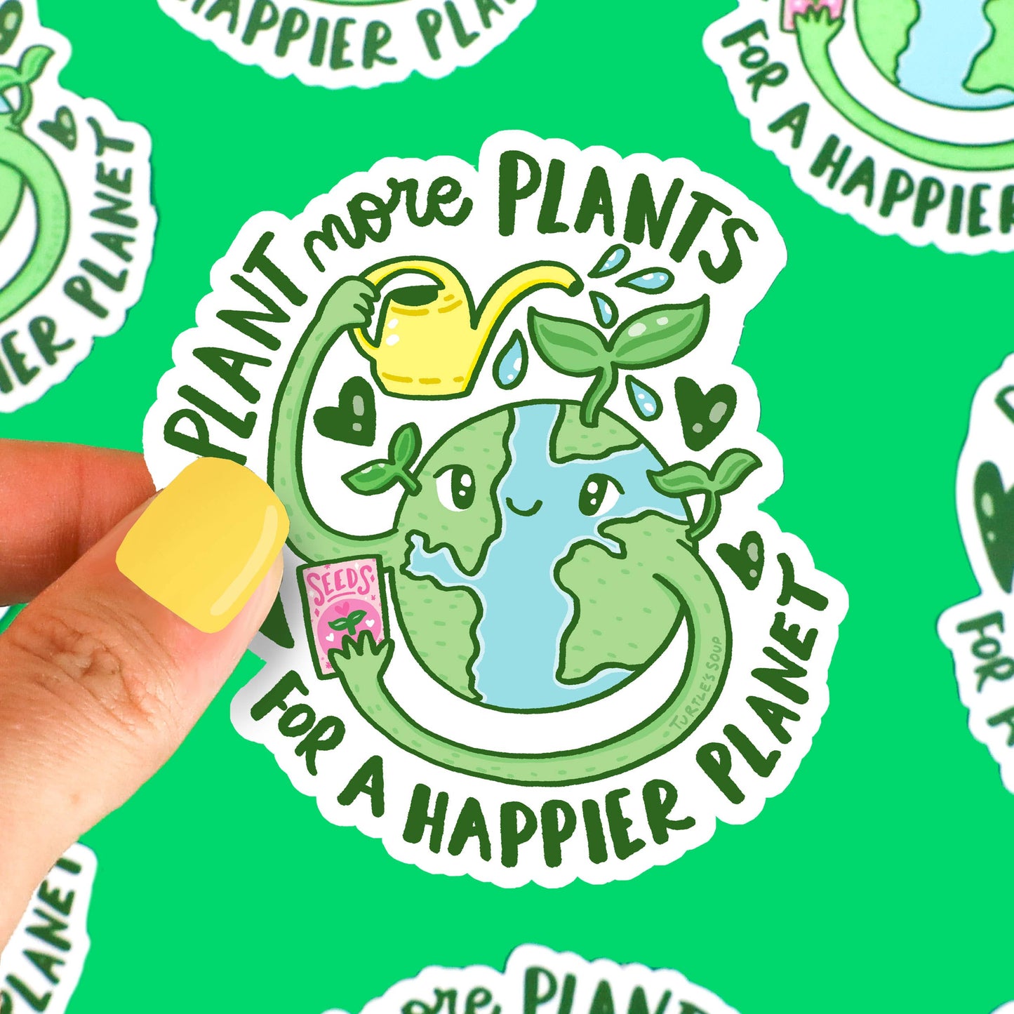 Plant More Plants For A Happier Planet Growth Vinyl Sticker