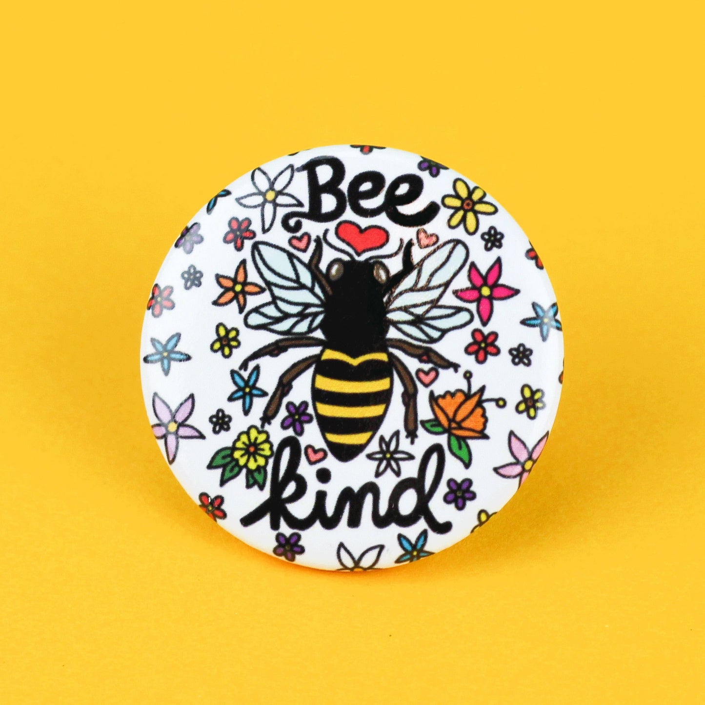 Bee Kind Floral Bug Fashion Accessory Pinback Button