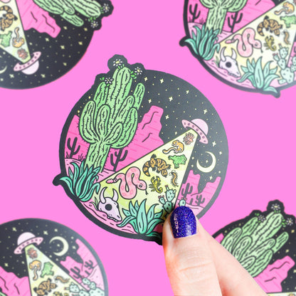 Desert Abduction Art Holographic Vinyl Sticker