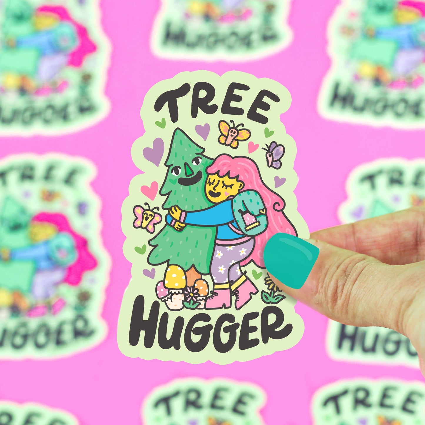 Tree Hugger Love Our Planet Holiday Gift Vinyl Sticker’s
