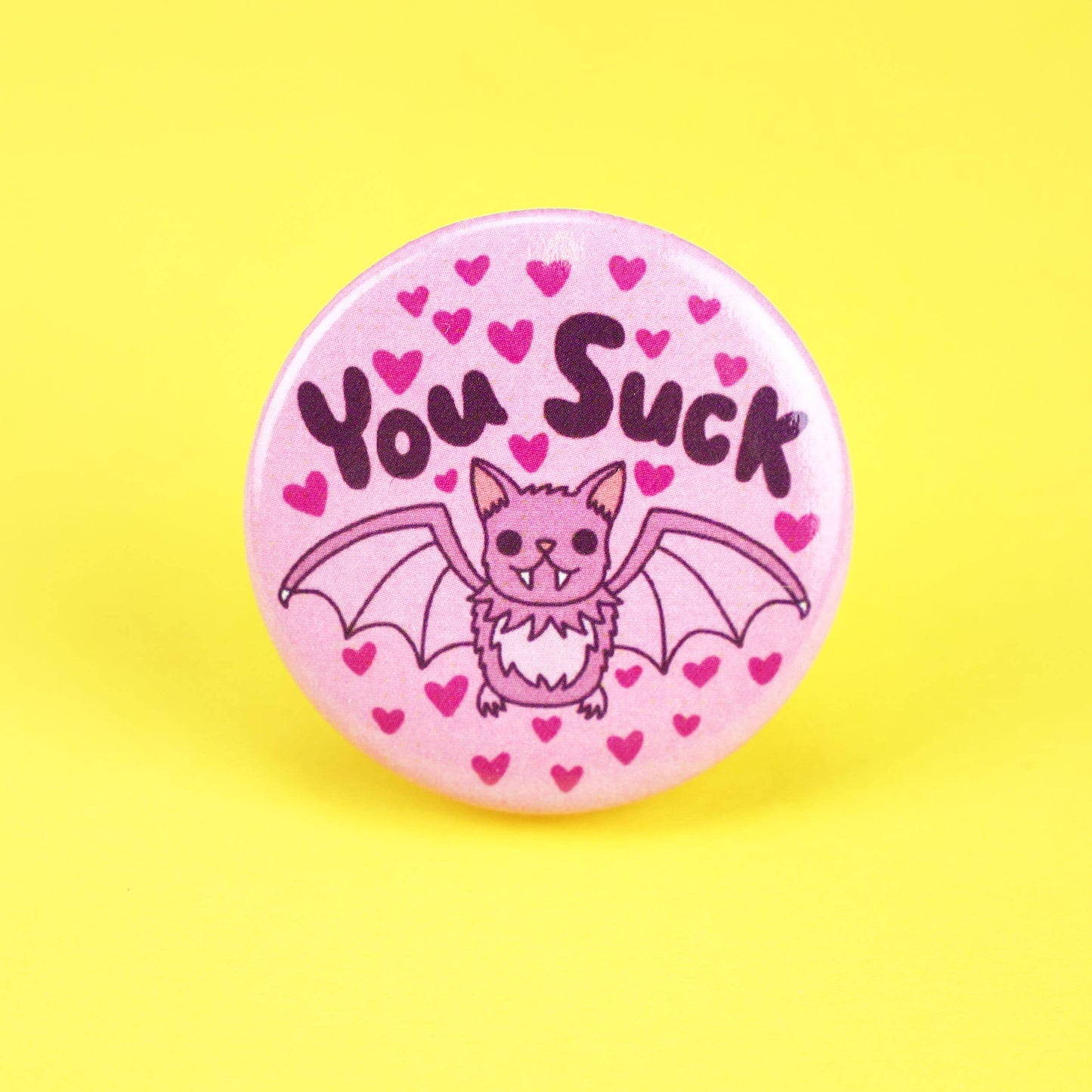 You Suck Vampire Bat Pastel Goth Edgy Pinback Button