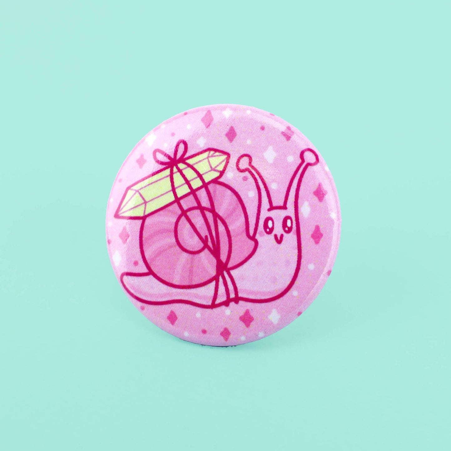 Crystal Snail Pink Crystals Cute Gift Pinback Button