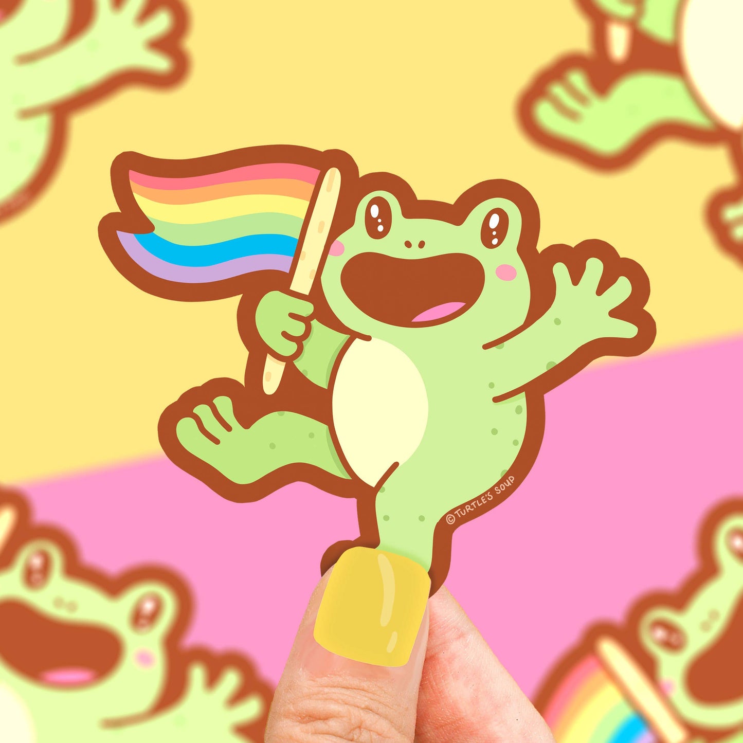 Pride LGBT+ Ally Flag Rainbow Frog Vinyl Sticker