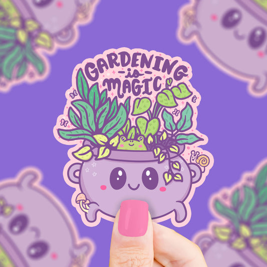 Gardening Is Magic Witchy Wiccan Plant Lover Vinyl Sticker