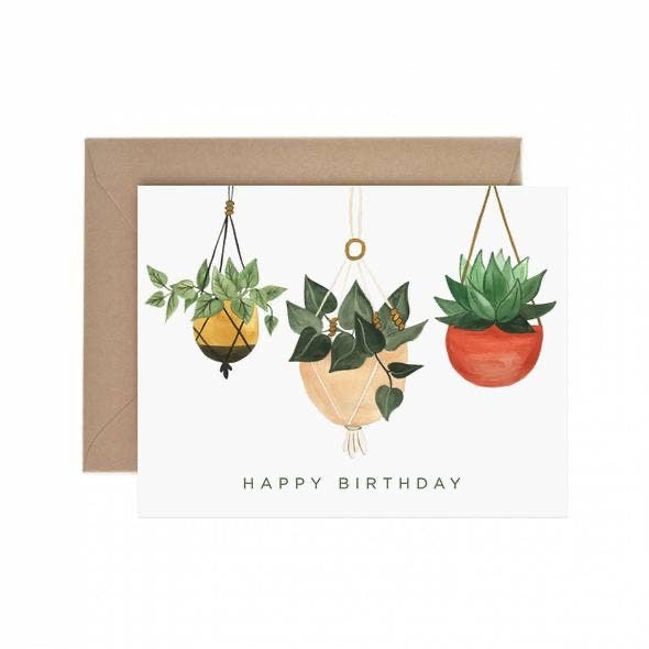 Happy Birthday Card (hanging plants)